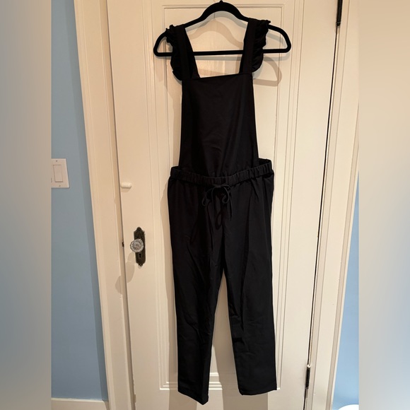 SHEIN Maternity Ruffle Trim Drawstring Jumpsuit - Black Medium - Picture 8 of 8